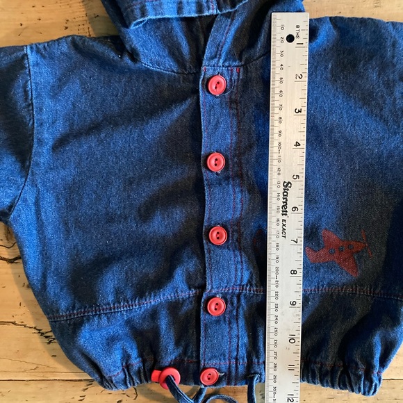 Very cute vintage light jeans jacket with red button, size 12 month - Picture 6 of 8